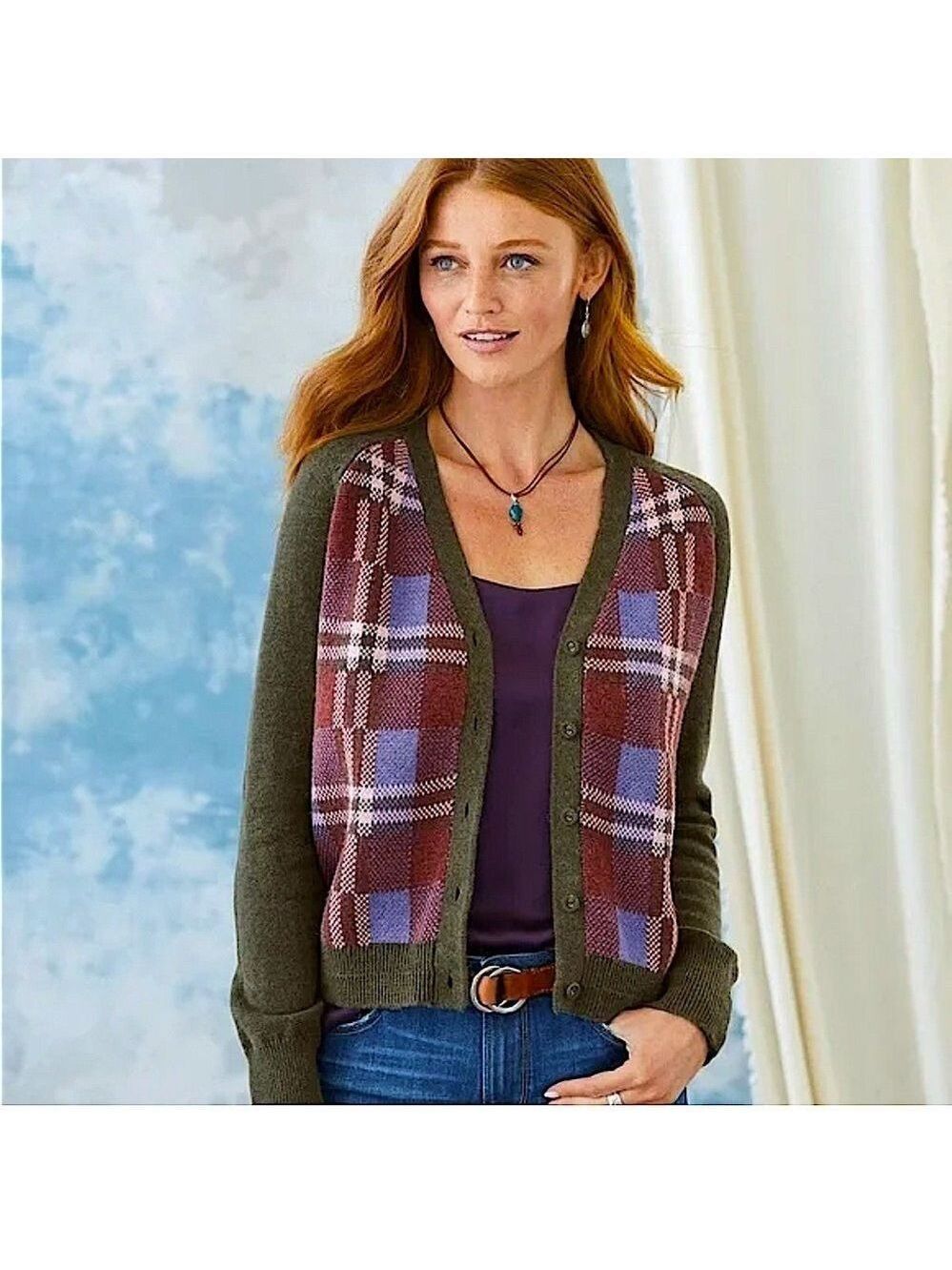 Sundance Catalog ‘Clare’ Plaid Cardigan